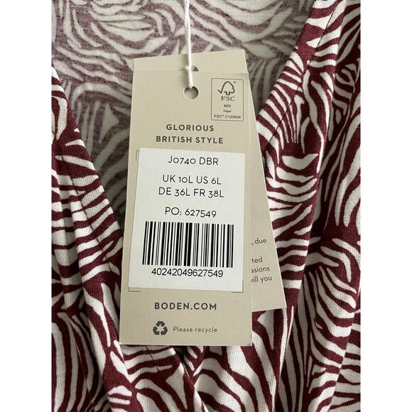NWT Boden Layla Maroon Zebra Wave Dress 6 Long - Picture 5 of 6